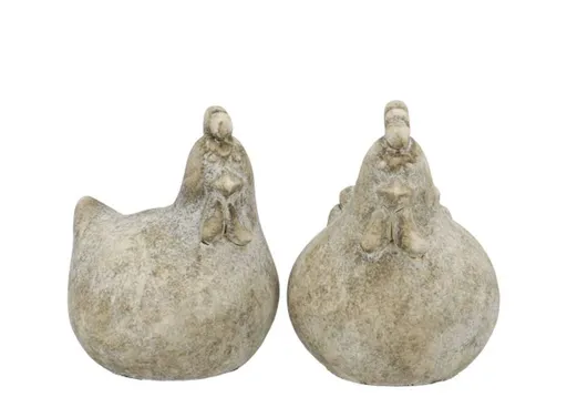 2ks šedá antik dekorativní soška slepička a kohoutek - 10*9*12 cm daan kromhout