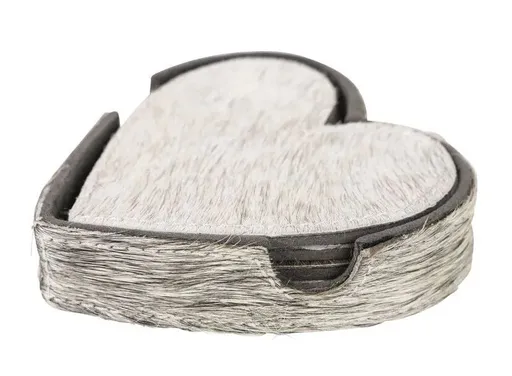Sada 4ks kožených podtácků ve tvaru srdce Heart grey - 13*13*3 cm Mars & More