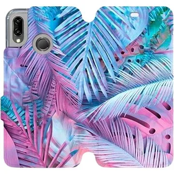 Flipové pouzdro na mobil Huawei P20 Lite - MG10S Fialové a modré listy (5903226347797)