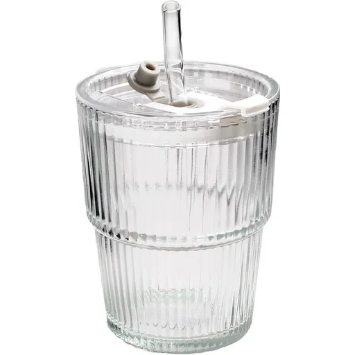 Toro Sklenice s brčkem 320 ml, 9,5 x 9,5 x 11,3 cm