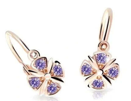 Cutie Jewellery Slušivé dětské náušnice z růžového zlata C2245-10-X-4 fialová