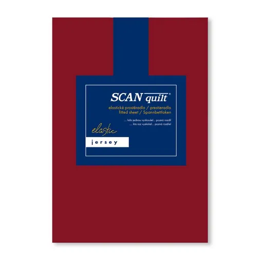 SCANquilt napínací prostěradlo JERSEY ELASTIC LYCRA tmavě červená 90 x 200 cm (výška matrace do 30 cm)