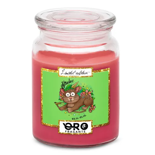 Svíčka Kočičí znamení – střelec (Vůně svíčky: Višně v čokoládě)