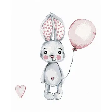 Králík s balónkem, 40×50 cm, bez rámu a bez vypnutí plátna (6056020)