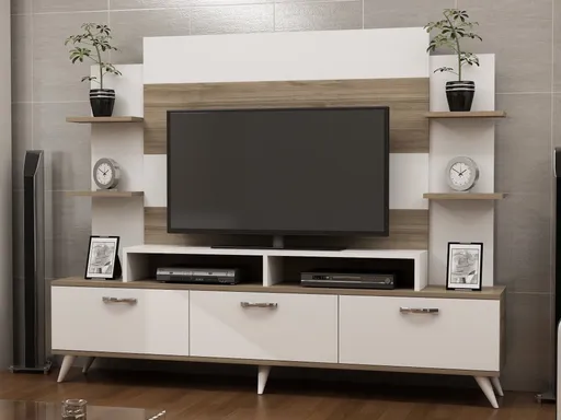 TV stěna / Sestava pod TV Diana - White, Walnut