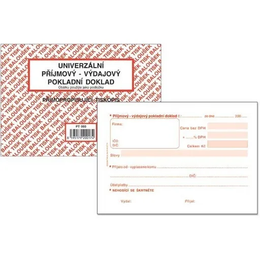 Tiskopis Univerzální příjmový výdajový pokl. doklad A6 samopropis 50 listů BALOUŠEK