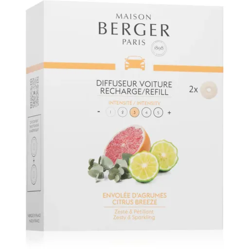 Maison Berger Paris Citrus Breeze vůně do auta – náhradní náplň 2x17 g