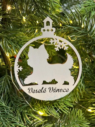 Vsepropejska Vánoční baňka s jorkšírským teriérem – ozdoba na stromeček Typ: Baňka 1