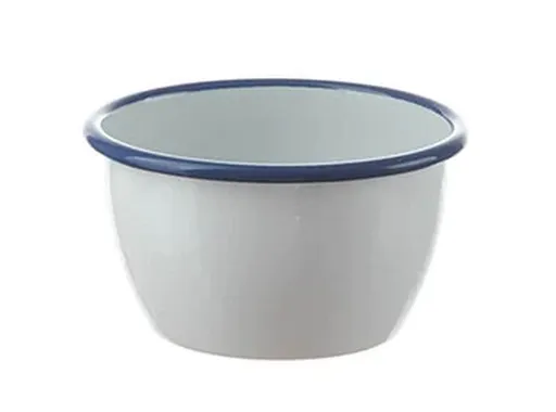 Bílá smaltovaná salátová miska s modrou linkou White blue - Ø 13,5*7,5cm  Münder Email
