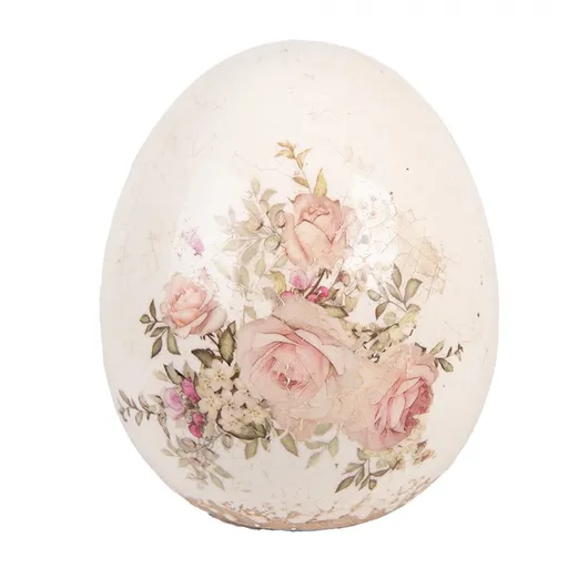 Keramické dekorační vajíčko s růžičkami Rosien L - Ø 14*16 cm Clayre & Eef
