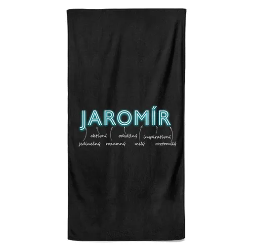 Osuška Mužská jména – NEON (Jméno: Jaromír, Velikost osušky: 100x170cm)