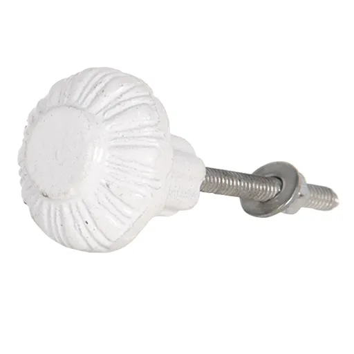 Bílá kovová úchytka Giada  - Ø 3*3 cm Clayre & Eef