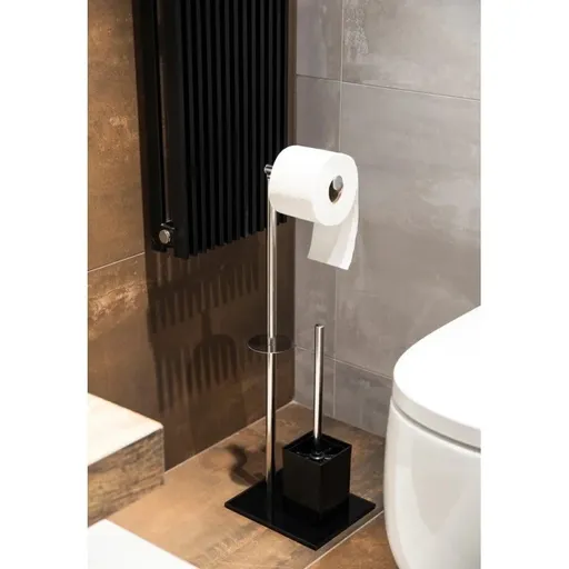 OLSEN SPA WC štětka + držák papíru, nerez a černá barva KD02071617