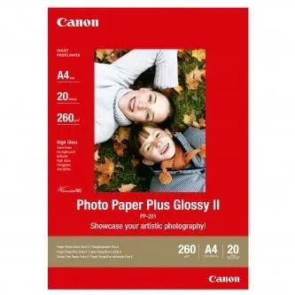 Canon Photo Paper Plus Glossy PP-201 2311B019, 260 g/m2, A4, 20ks, lesklý, inkoustový, bílý, foto papír