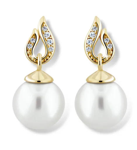 Cutie Jewellery Působivé perlové náušnice ze žlutého zlata Z6397-3125-10-X-1
