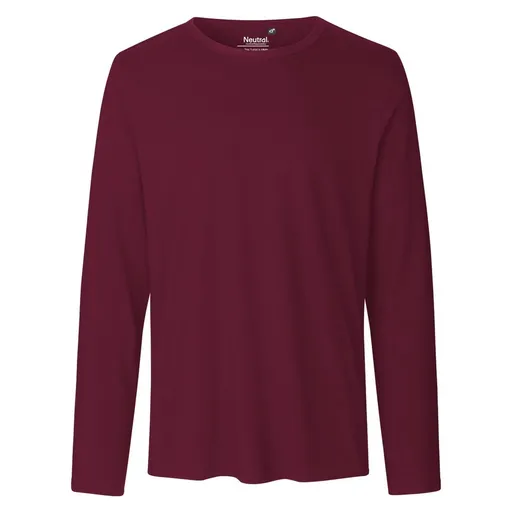 Neutral Pánské tričko s dlouhým rukávem z organické Fairtrade bavlny - Bordeaux | M