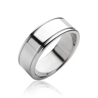 Ocelový prsten hladký matný, lesklé okraje - Velikost: 59