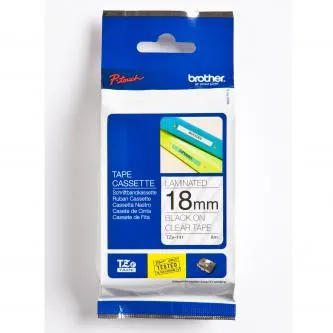 Brother originální páska do tiskárny štítků, Brother, TZE-141, černý tisk/průsvitný podklad, laminovaná, 8m, 18mm