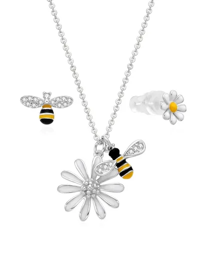 MOISS Hravá stříbrná sada šperků Včelky S0000691 (náhrdelník, náušnice)