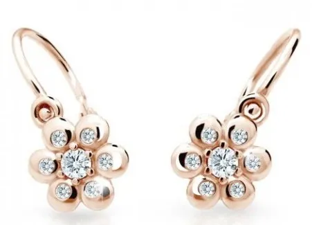 Cutie Diamonds Květinové dětské náušnice z růžového zlata s brilianty DC2247-10-00-X-4