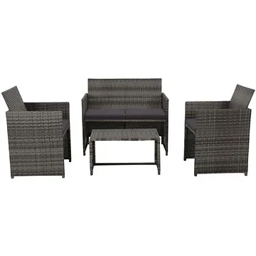 4dílná zahradní sedací souprava s poduškami polyratan šedá 43909 43909 (43909)