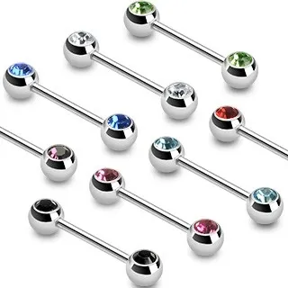 Piercing do jazyka s dvěma zirkony - Barva zirkonu: Černá - K