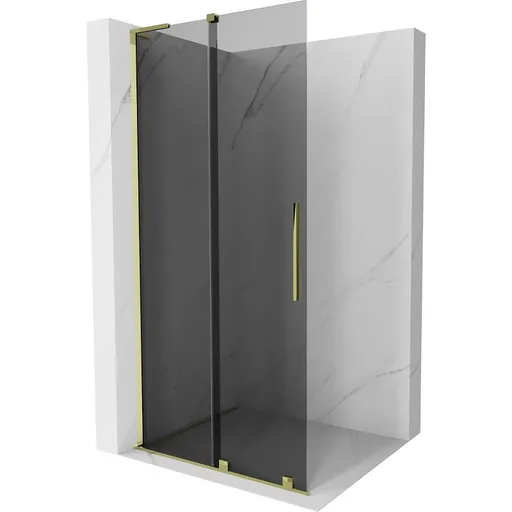 MEXEN/S Velar L Sprchová zástěna posuvná Walk-in 100 x 200, grafit 8 mm, zlato 871-100-003-43-50