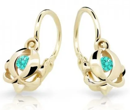 Cutie Jewellery Zlaté dětské náušnice C2218-10-X-1 světle zelená