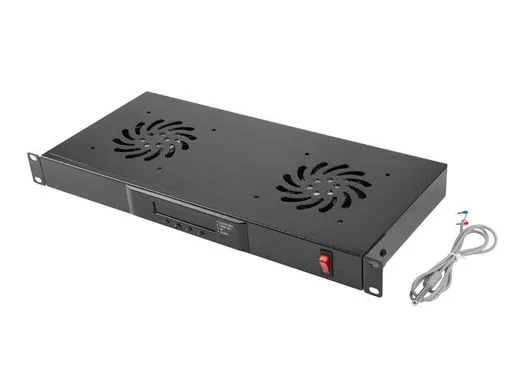 LANBERG 19" FAN UNIT / VENTILATION PANEL WITH LCD 2 FANS + THERMOSTAT 230V BLACK