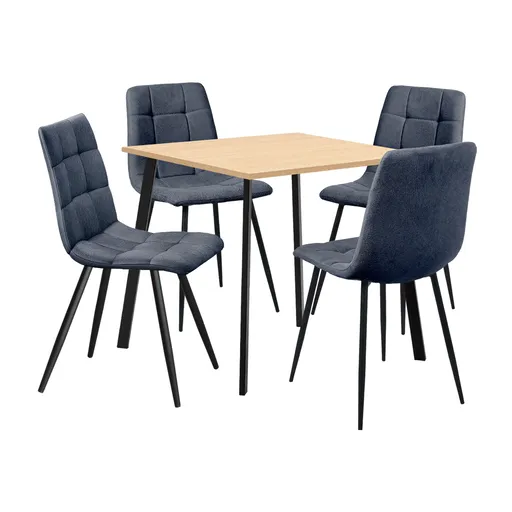 Jídelní stůl 80x80 BERGEN dub + 4 židle BERGEN šedá