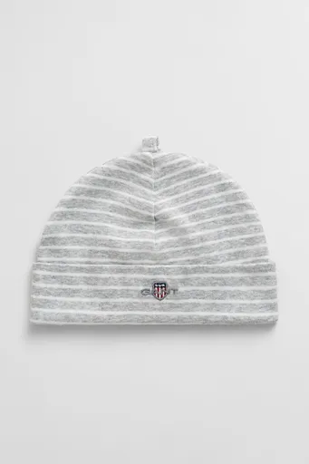 ČEPICE GANT STRIPED SHIELD BEANIE LIGHT GREY MELANGE
