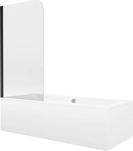 MEXEN/S Cube obdélníková vana 170 x 80 cm s panelem  + vanová zástěna 70, transparent,  černá 550517080X9007017000