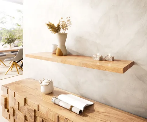 Nástěnná police Classic Edge 100 cm přírodní akácie masivní