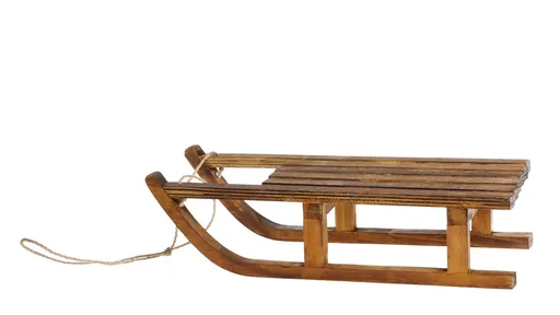 Hnědá antik dřevěná dekorace sáně Sledge Vintage - 38*18*10 cm Chic Antique