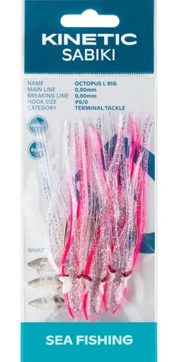 Kinetic návazec sabiki octopus l pink glow 150 cm 6/0