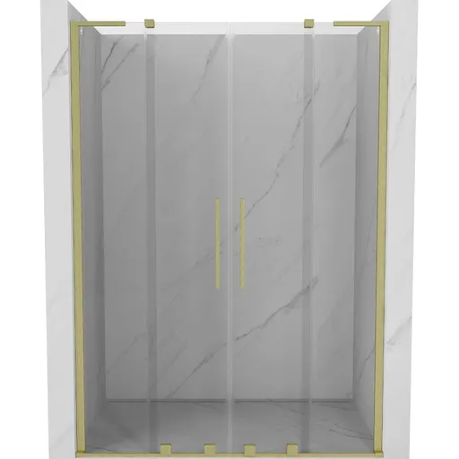 MEXEN/S Velar L Duo posuvné sprchové dveře 140, transparent, zlatá kartáčovaná 871-140-003-02-55