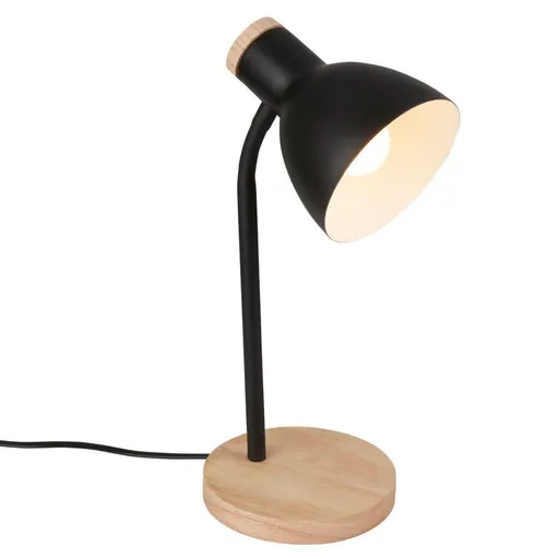 BRILONER Prep stolní lampička - s vypínačem, E14 patice, max. 10W, černá / dřevo 7659015