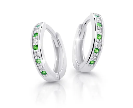 Cutie Jewellery Půvabné kruhové náušnice z bílého zlata C3342-80-X-2 zelená