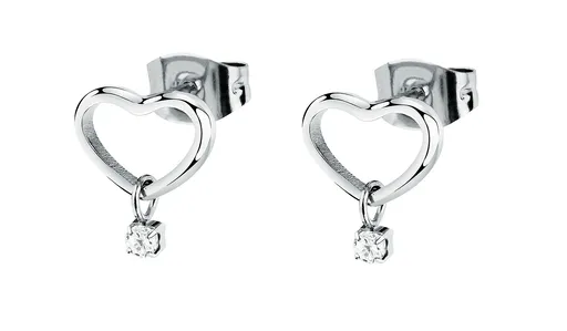La Petite Story Srdíčkové ocelové náušnice se zirkonem LPS01AYQ130