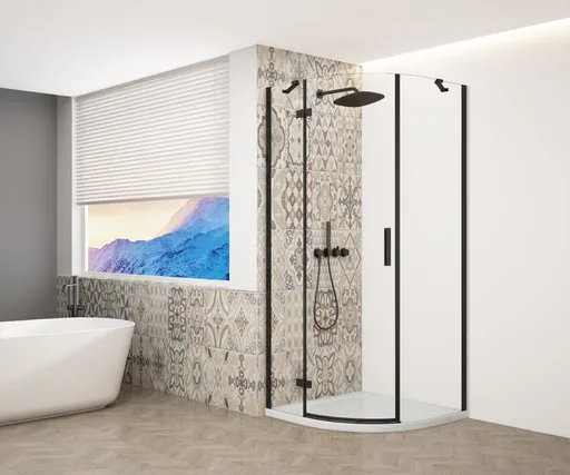 GELCO TRINITY BLACK čtvrtkruhový kout 900x900  pravý, čiré sklo, GT6590CR-B GT6590CR-B