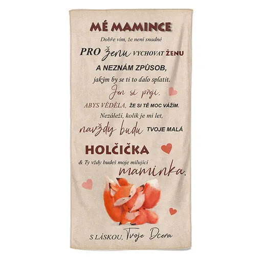 Osuška Mé mamince – lišky (Velikost osušky: 100x170cm)
