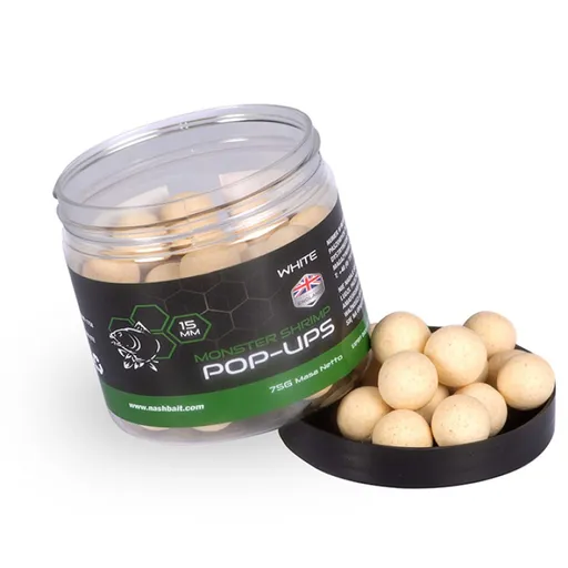Nash Plovoucí Boilie Monster Shrimp Pop Ups 75g - 15mm White,Nash Plovoucí Boilie Monster Shrimp Pop Ups 75g - 15mm White