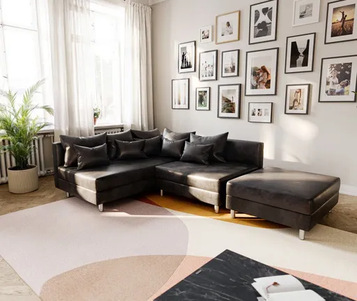 Rohová pohovka Clovis antracitová vintage lenoška levá