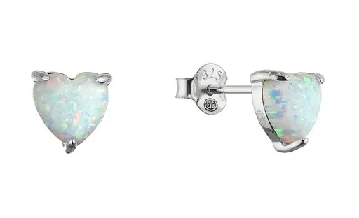 Evolution Group - Pavona Stříbrné náušnice se syntetickými opály Srdíčka 11691.1