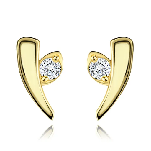 Zlaté náušnice 14K oblouk s čirými zirkony