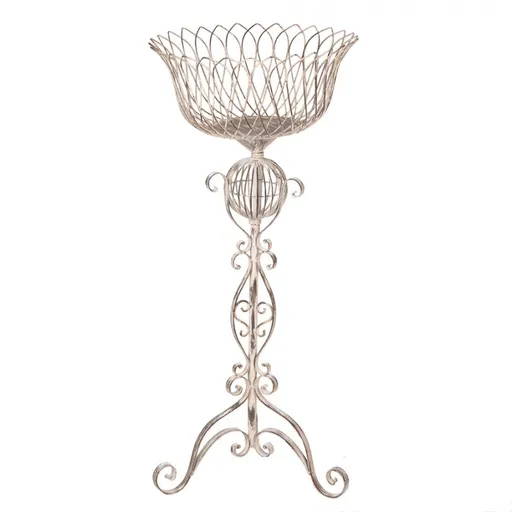 Béžový antik kovový dekorační stolek na květiny Avril - Ø 39*85 cm Clayre & Eef