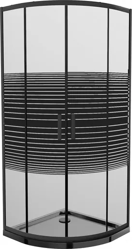 MEXEN/S Rio sprchový kout čtvrtkruh 90x90, pruhy, černá + černá vanička se sifonem 863-090-090-70-20-4170B