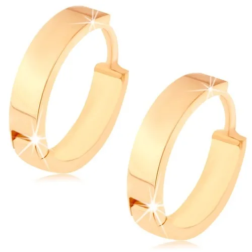 Náušnice ve žlutém 14K zlatě - malý kruh se zrcadlově lesklým povrchem