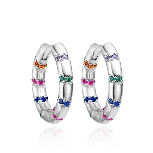 Agato Hravé kruhové náušnice s barevnými zirkony AGT-E252KC