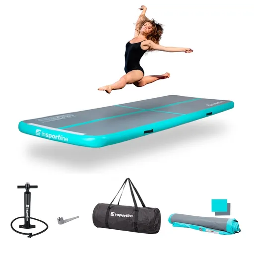 Airtrack inSPORTline Airstunt 500x100x10 cm šedá s ruční pumpou